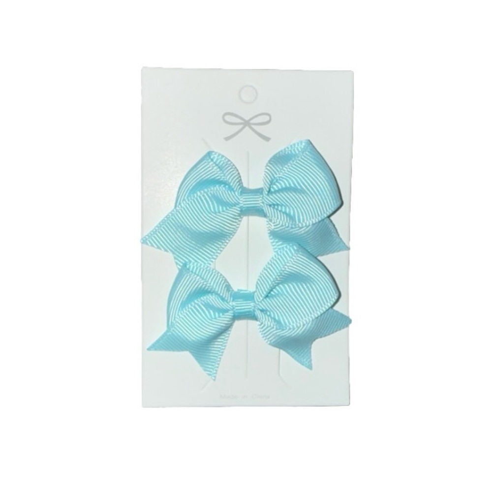 Grosgrain Bow Hair Clips Light Blue /Set of 2 Universal Hair Accessories NEW